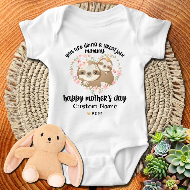 Cute Mamma och Baby Sloths Lycklig Mor dag T Shirt (Skapare uppladdad)