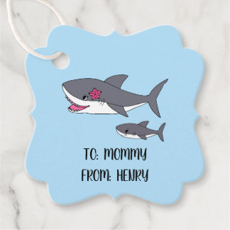 Cute Mamma Shark och Baby Shark Gåvor Etiketter