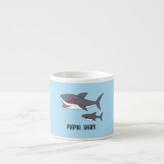 Cute Mamma Shark och Baby Shark Mugg Espressomugg