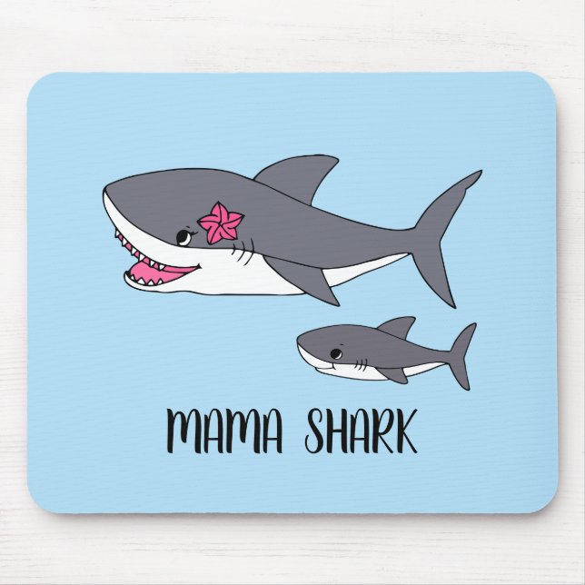 Cute Mamma Shark och Baby Shark Musmatta (Framsidan)