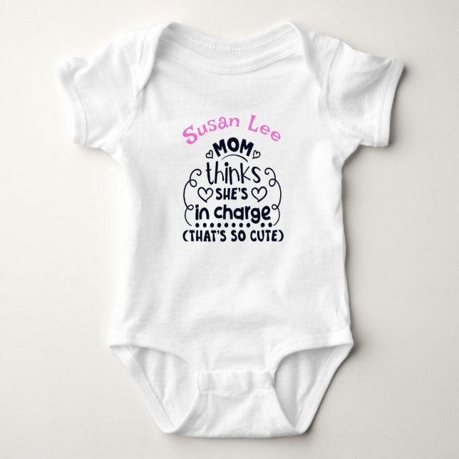 Cute Mamma Thinks Rosa och svart T Shirt (Framsida)