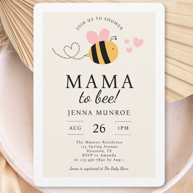 Cute Mamma till Bebisjukstölder för Rosa Inbjudningar (Skapare uppladdad)