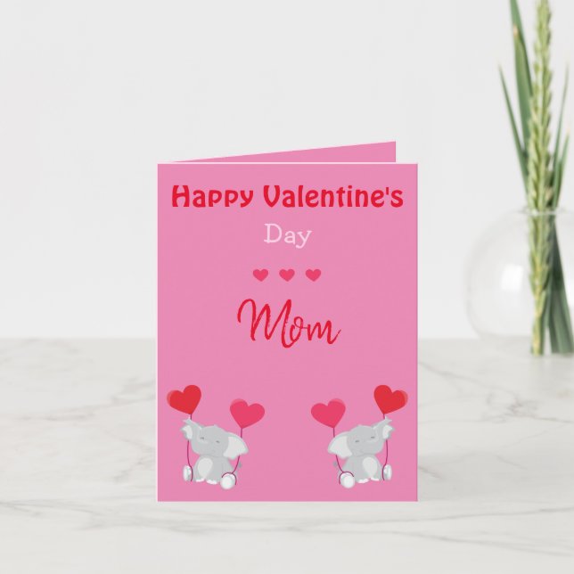Cute Mamma Valentine's Day Elephants Helgkort (Framsida)