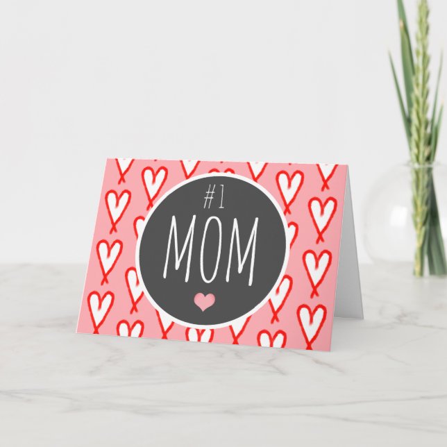 Cute Mamma Valentines day Red Hearts, Personlig Helgkort (Framsida)
