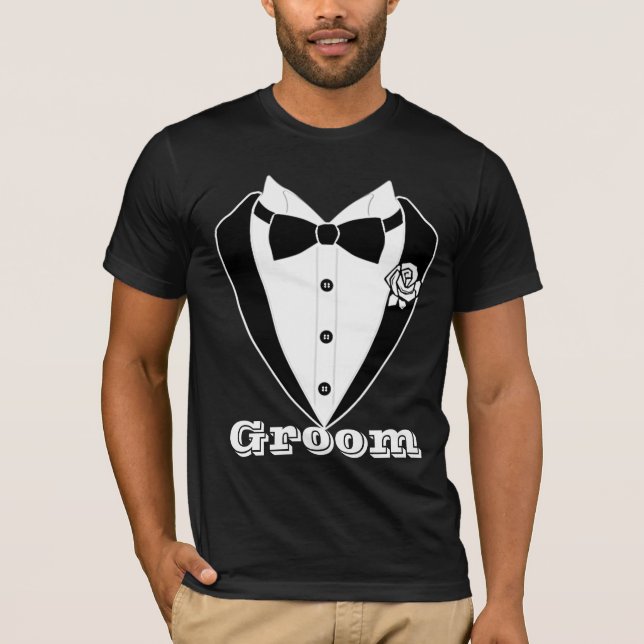 Cute Manar Kostym Tuxedo Groom Personlig Tee (Framsida)