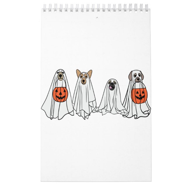 Cute manar-kvinnor Halloween hund-spökpumpa hundar Kalender (Omslag)