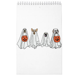 Cute manar-kvinnor Halloween hund-spökpumpa hundar Kalender