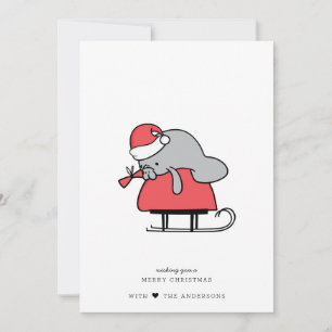 Cute Manatea jul - platta Helgdag Julkort