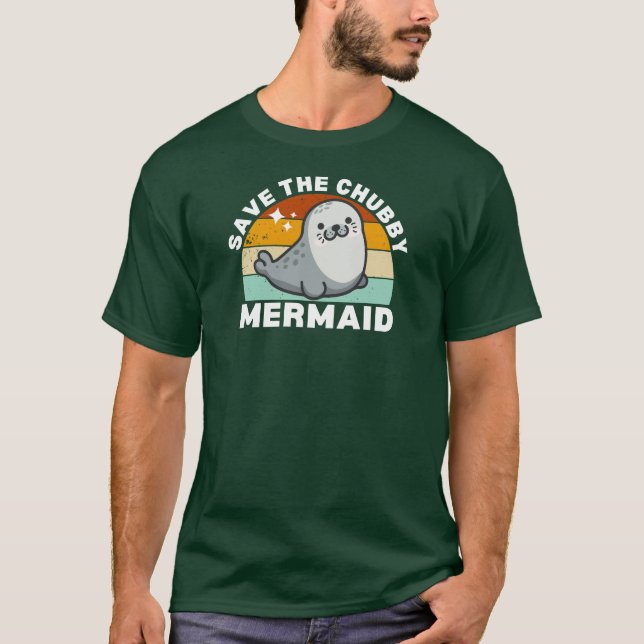 Cute Manateal Seal Spara Knubbiget Sjöjungfru T Shirt (Framsida)