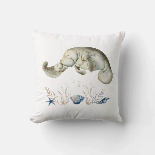 Cute Manatee Dekorativ kudde (Framsida)