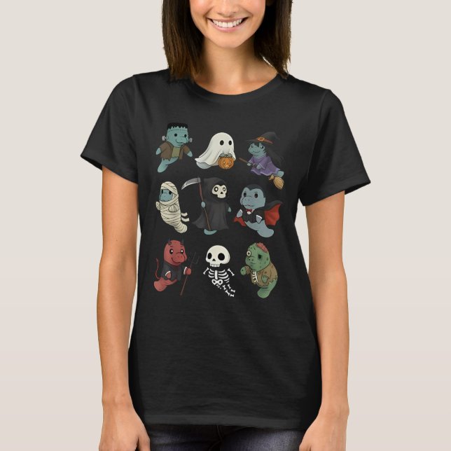 Cute Manatee Ghost Zombie Witch Halloween Costume T Shirt (Framsida)