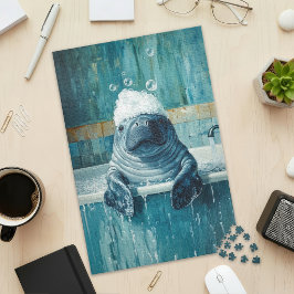 Cute Manatee in Bubble Bath Jigsaw Puzzle Pussel