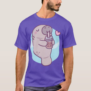 Cute Manatee Kärlek Drinking Boba Tea T Shirt