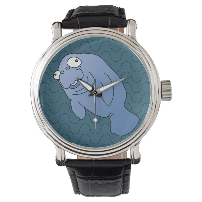 Cute Manatee Kramare Tecknad Animal Armbandsur (Framsida)