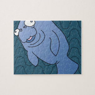 Cute Manatee Kramare Tecknad Animal Pussel