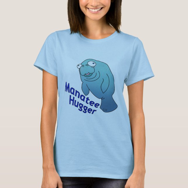 Cute Manatee Kramare Tecknad Animal T-shirt (Framsida)