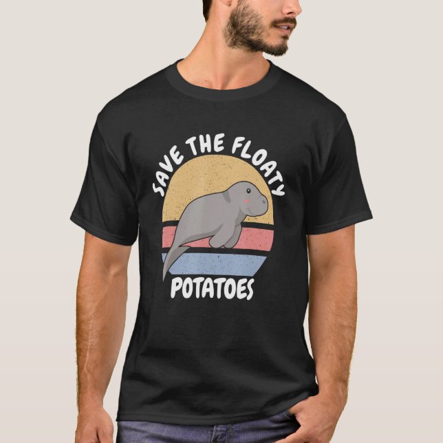 Cute Manatees Retro ger funny Spara till den flyta T Shirt (Framsida)