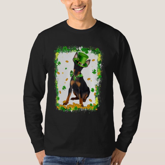 Cute Manchester Terrier Hund Irish St patricks day T Shirt (Framsida)