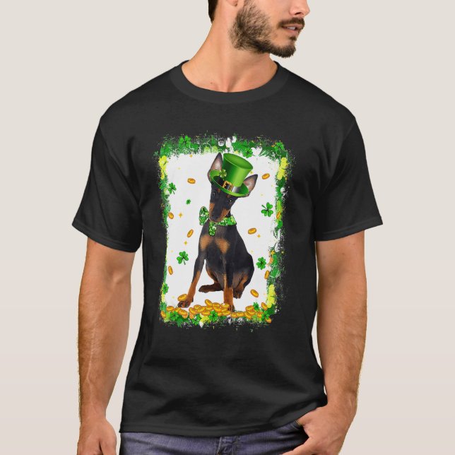 Cute Manchester Terrier Hund Irish St patricks day T Shirt (Framsida)