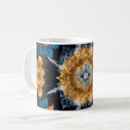 Cute Mandala Design svart med Guld och Silver Kaffemugg