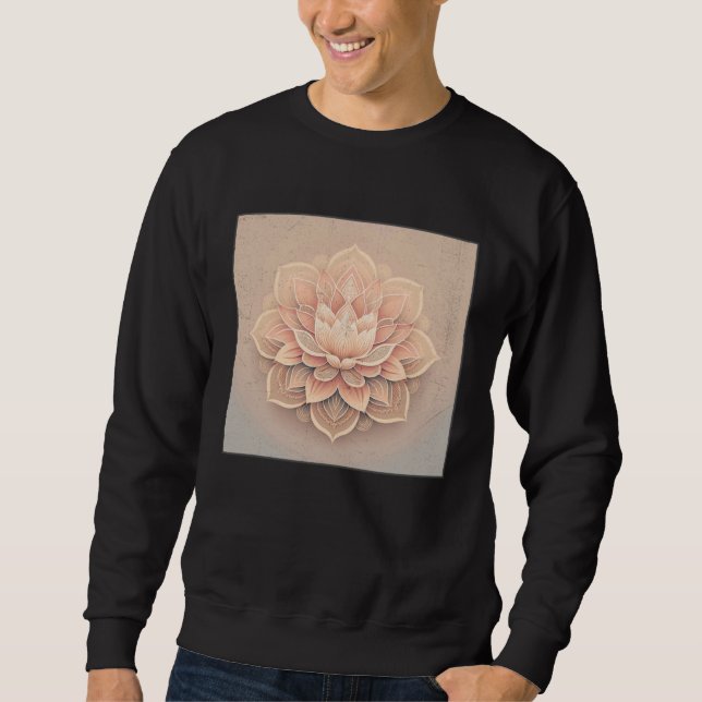 Cute Mandala Lotus Flower Illustration Unique Wome Lång Ärmad Tröja (Framsida)