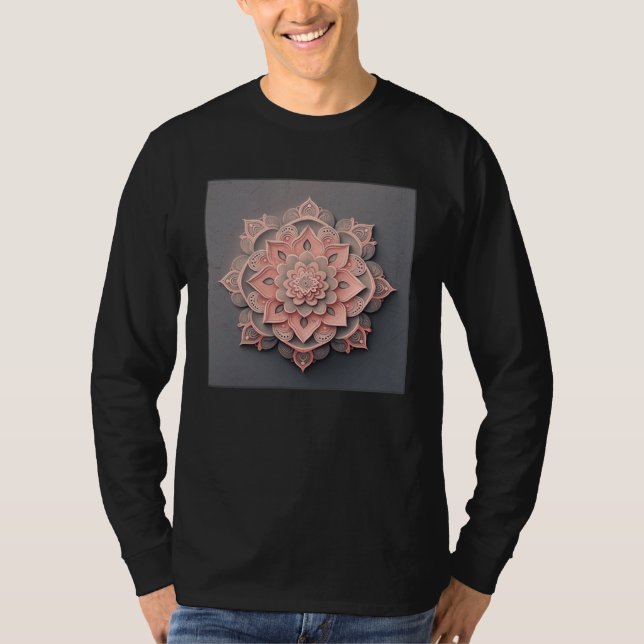 Cute Mandala Lotus Flower Illustration Unique Wome T Shirt (Framsida)