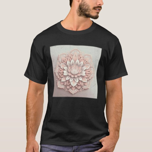 Cute Mandala Lotus Flower Illustration Unique Wome T Shirt (Framsida)