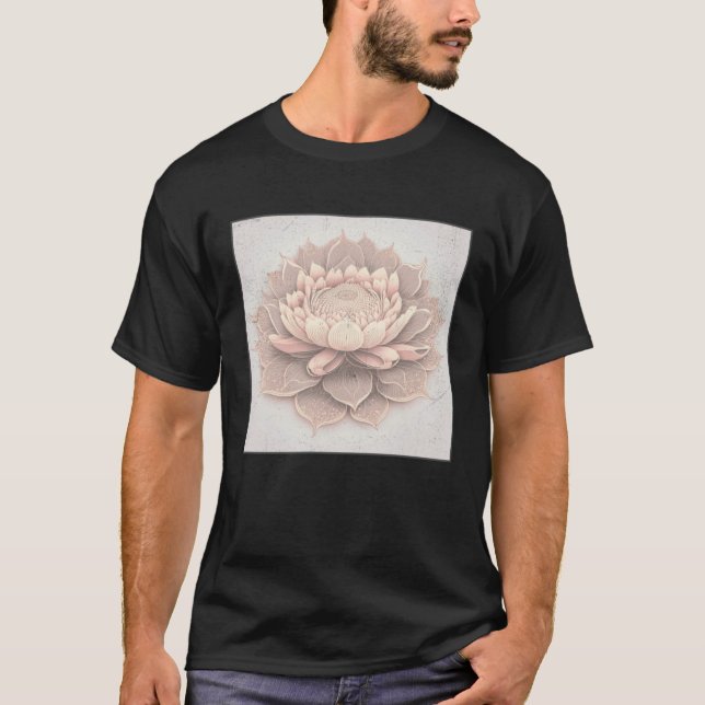 Cute Mandala Lotus Flower Illustration Unique Wome T Shirt (Framsida)
