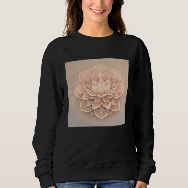 Cute Mandala Lotus Flower Illustration Unique Wome T Shirt (Framsida)
