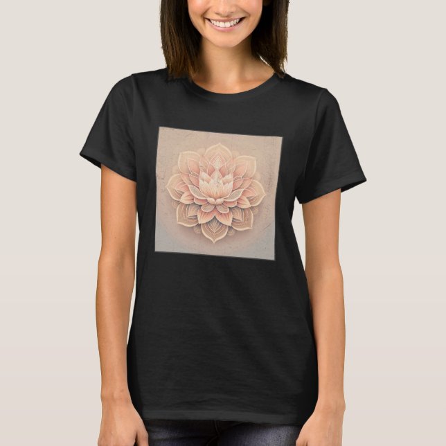 Cute Mandala Lotus Flower Illustration Unique Wome T Shirt (Framsida)