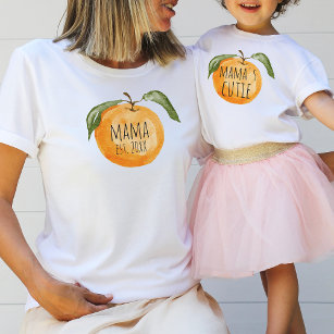 Cute Mandarin Orange Mamma Mamma Child Matching T Shirt