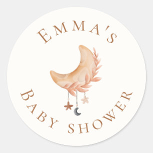 Cute Måne Baby Shower Runt Klistermärke