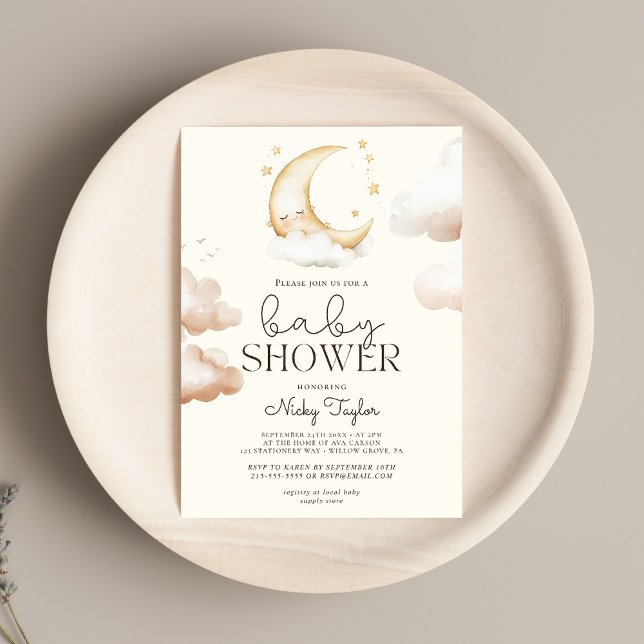 Cute Måne Boho Baby Shower Inbjudningar (Skapare uppladdad)