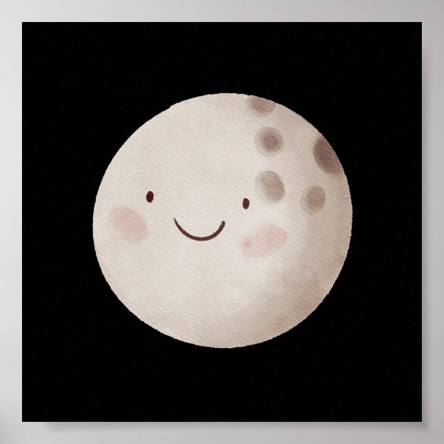 Cute Måne med sjövänligt viloläge Poster (Framsidan)