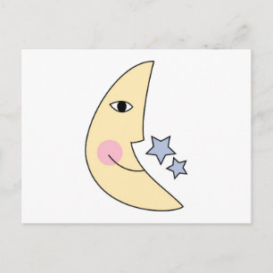 Cute Måne med stjärnor Vykort