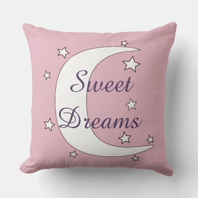 Cute Måne och Stars Sweet Dreams Kudde (Framsida)