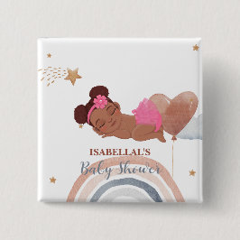 Cute måne star African American Children-dusch Knapp