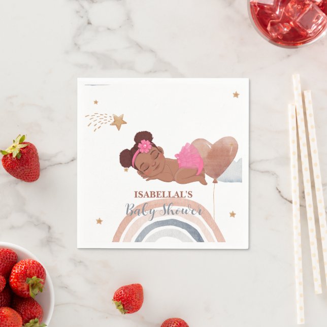 Cute måne star African American Children-dusch Pappersservett (Insitu)