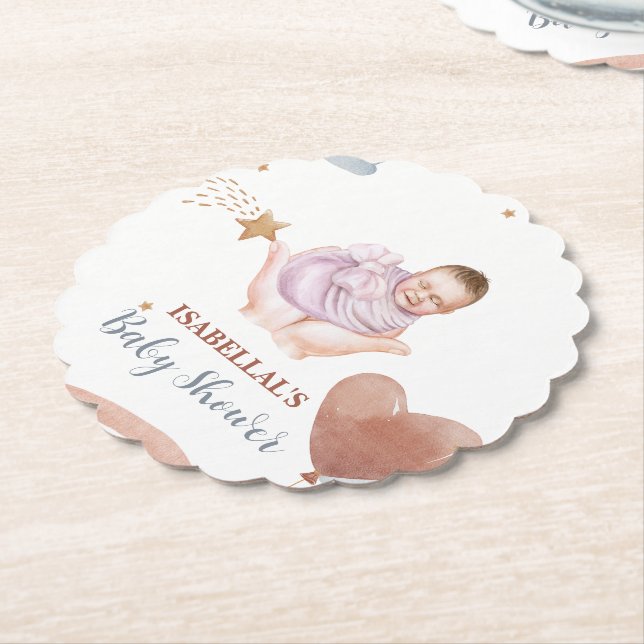 Cute måne star African American Children-dusch Underlägg Papper (Vinklad)