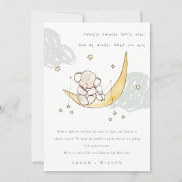 Cute Måne Stars Elephant Bunny Baby-meddelande Tack Kort