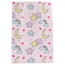 Cute Måne, Stars och Clouds Mönster på Pastellns R