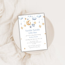 Cute Måne & Stars Twinkle Twinkle Baby Shower