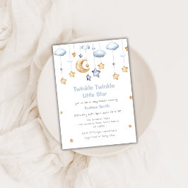 Cute Måne & Stars Twinkle Twinkle Baby Shower Inbjudningar