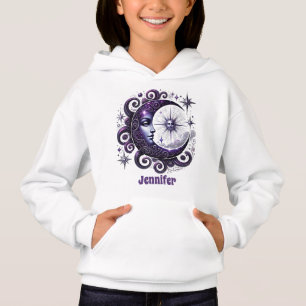 Cute måne stjärnor lägger till namn-flickor t shirt