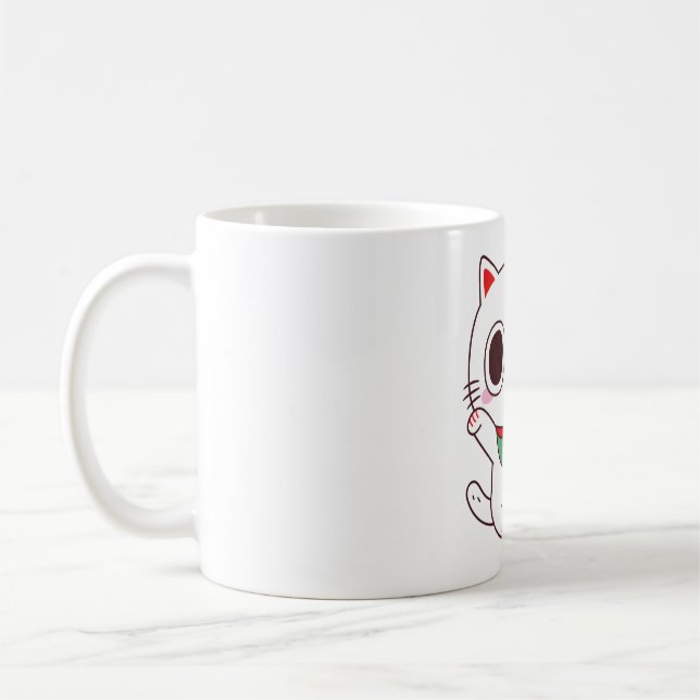 Cute Maneki Neko Fortune Money Cat Kaffemugg (Vänster)