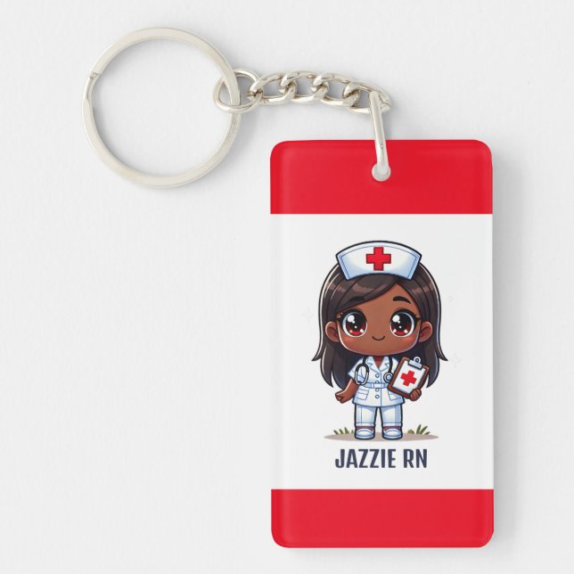 Cute Manga Black Nurse Brown Hair och Ögon Anpassn (Framsidan)