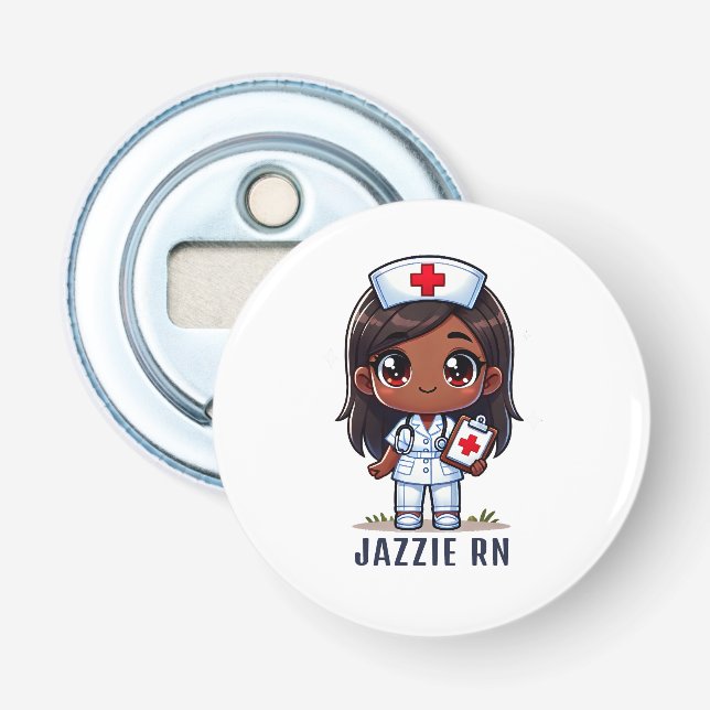 Cute Manga Black Nurse Caricature Personlig Flasköppnare (Framsidan)