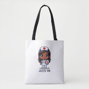 Cute Manga Black Nurse Caricature Personlig Tygkasse