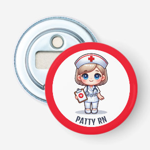 Cute Manga Blonde Nurse Caricature Personlig Flasköppnare