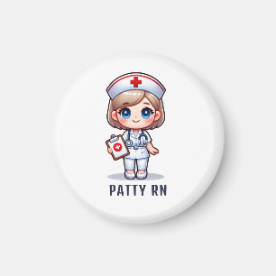 Cute Manga Blonde Nurse Caricature Personlig Magnet